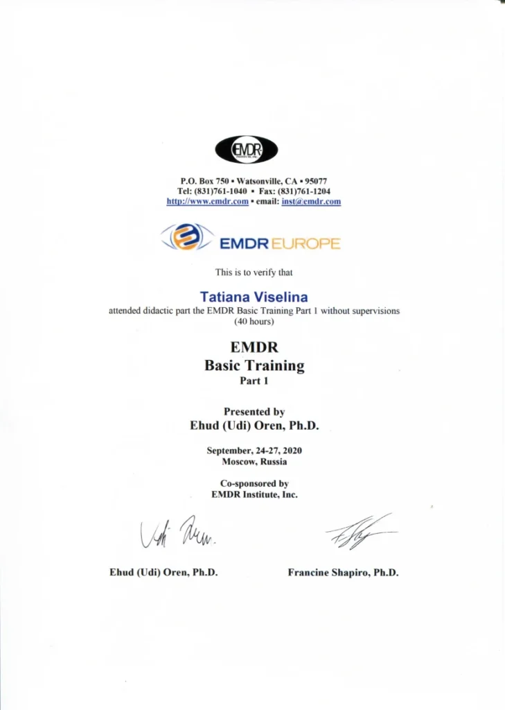 Viselina T. EMDR Basic training P.1