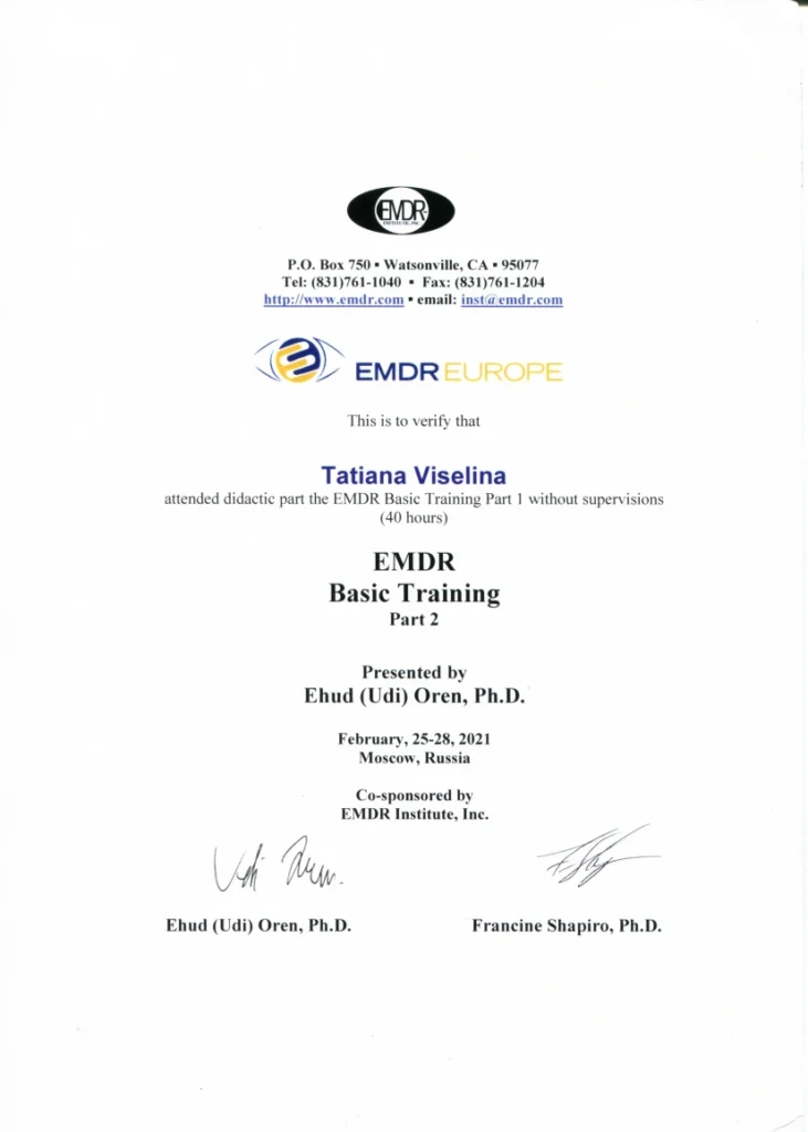 Viselina T. EMDR Basic training P.2